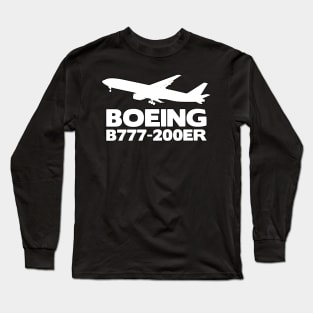 Boeing B777-200ER Silhouette Print (White) Long Sleeve T-Shirt